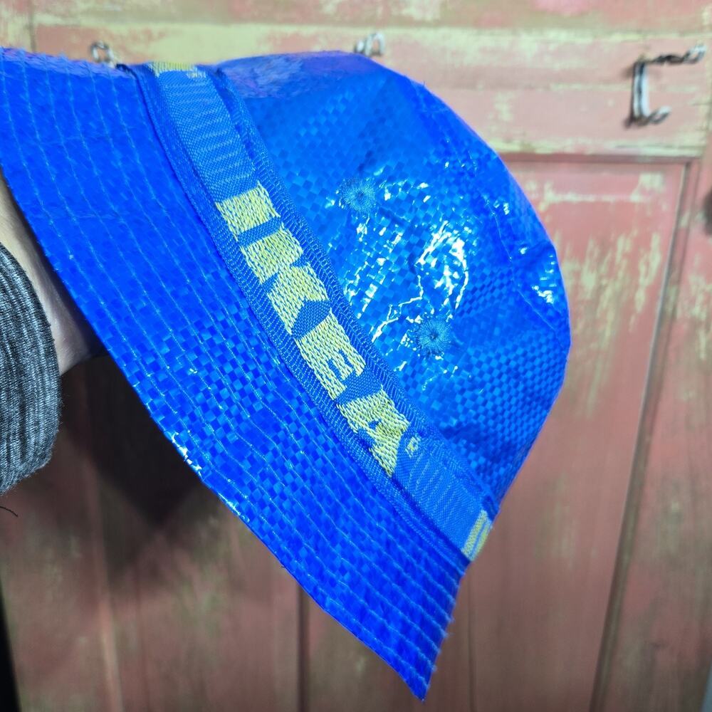IKEA KNORVA Bucket Hat Lined One Size Blue Yellow Recycled Materials Rain‎ Hat